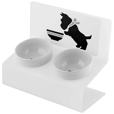 Эксклюзивная посуда для собак: Миски на подставке "Щенок и миска"