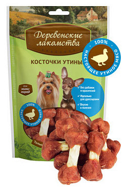 Мясные и рыбные лакомства: Косточки утиные для собак, 55 г