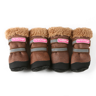 Обувь для собак: Сапоги зимние с усиленным носком носком коричневые 