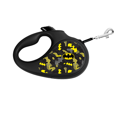Поводки и ошейники для собак: Рулетка "Waudog" с рисунком Бэтмен Узор