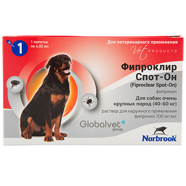 Аптека: Фипроклир д\собак 40-60 кг, 1 пипетка