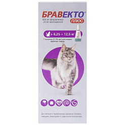 Бравекто Плюс д/кошек 6,25-12,5 кг, 1 шт 
