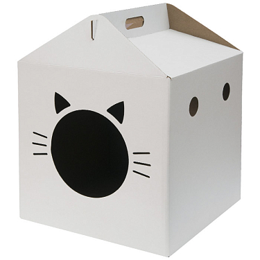 Лежанки, спальные места: Домик из картона для кота