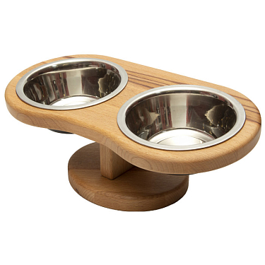 Эксклюзивная посуда для собак: Подставка с мисками из бука