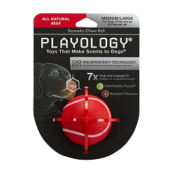 Хрустящий жевательный мяч SQUEAKY CHEW BALL с пищалкой и с ароматом говядины