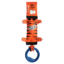 Экстрапрочная игрушка для собак "Тигр на веревке с ручкой и пищалкой"