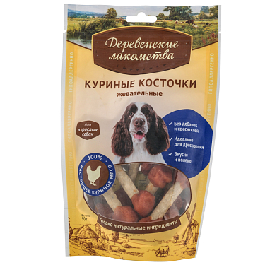 Мясные и рыбные лакомства: Куриные косточки жевательные для собак, 90 г