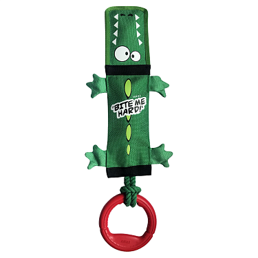 Игрушки: Экстрапрочная игрушка для собак "Крокодил на веревке с ручкой и пищалкой"
